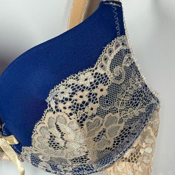 Victoria's Secret push-up bra Navy with Ivory Lace size 32B - Picture 3 of 8